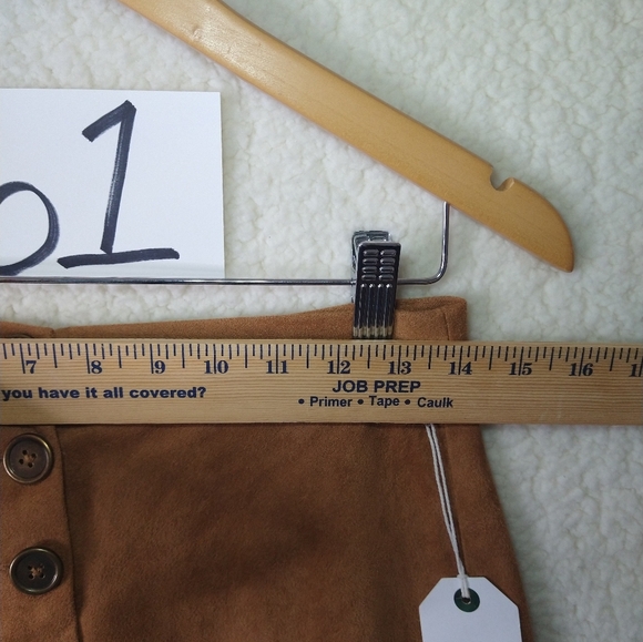 Coco + Jaimeson Womens Small Brown Suede Look Mini Casual A-Line Skirt Button - Picture 10 of 10